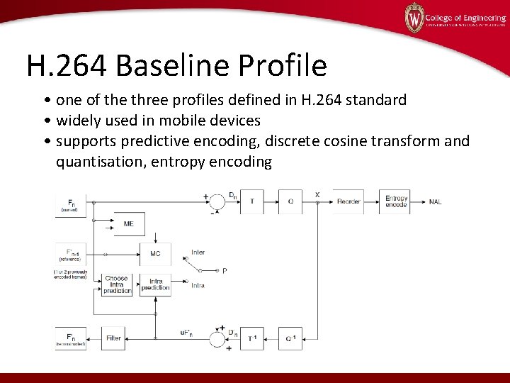 H. 264 Baseline Profile • one of the three profiles defined in H. 264
