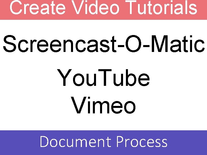 Create Video Tutorials Screencast-O-Matic You. Tube Vimeo Document Process 