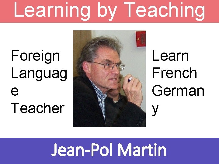 Learning by Teaching Foreign Languag e Teacher Learn French German y Jean-Pol Martin 