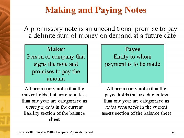 Making and Paying Notes A promissory note is an unconditional promise to pay a