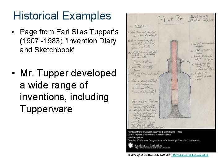 Historical Examples • Page from Earl Silas Tupper’s (1907 -1983) “Invention Diary and Sketchbook”