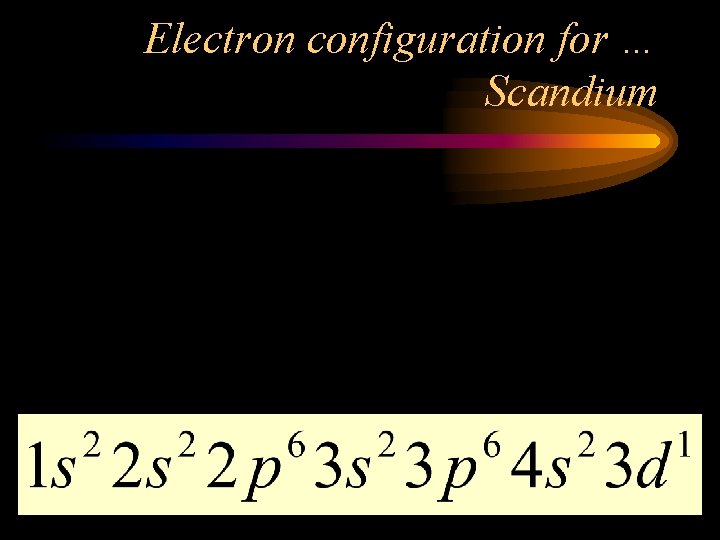 Electron configuration for … Scandium 