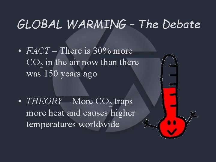 GLOBAL WARMING – The Debate • FACT – There is 30% more CO 2