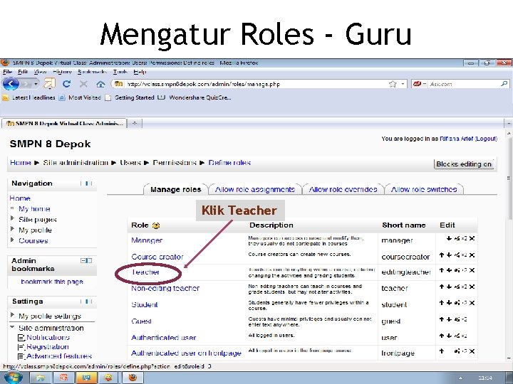 Mengatur Roles - Guru Klik Teacher 