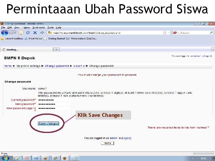 Permintaaan Ubah Password Siswa Klik Save Changes 