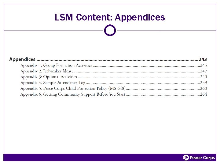 LSM Content: Appendices 