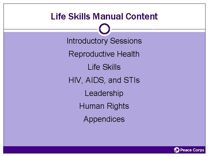 Life Skills Manual Content Introductory Sessions Reproductive Health Life Skills HIV, AIDS, and STIs