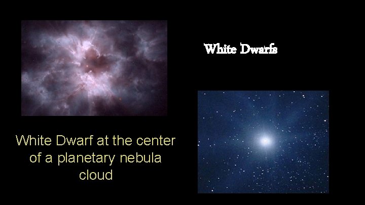 White Dwarfs White Dwarf at the center of a planetary nebula cloud 