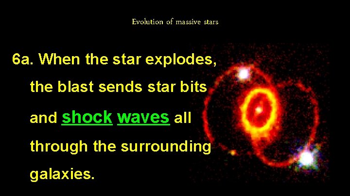 Evolution of massive stars 6 a. When the star explodes, the blast sends star