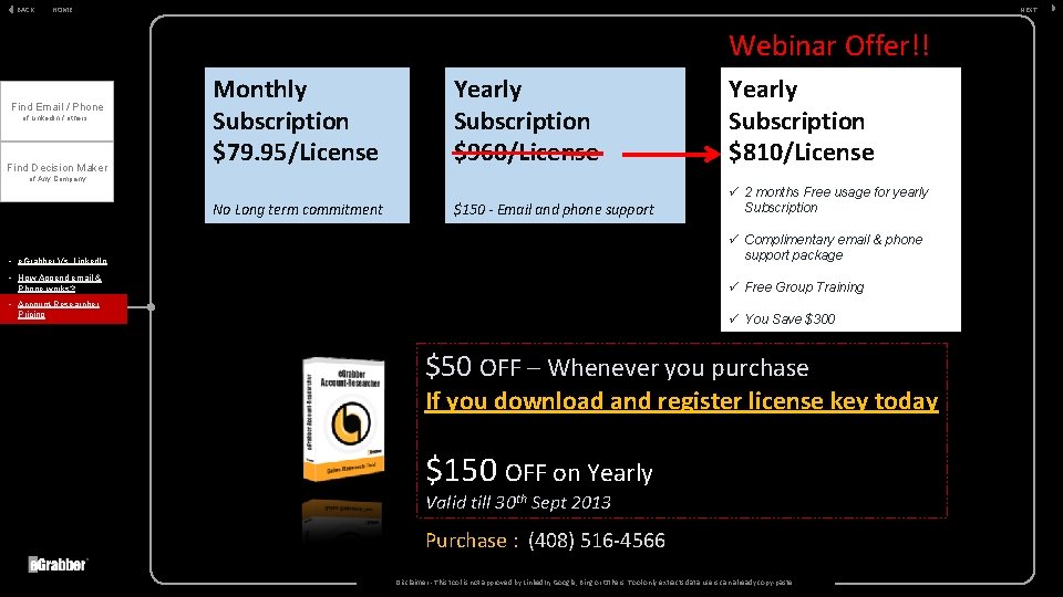 BACK HOME NEXT Webinar Offer!! Find Email / Phone of Linked. In / others.