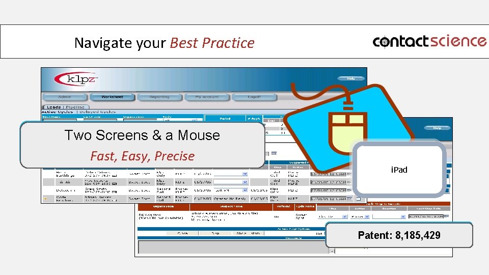 Navigate your Best Practice Two Screens & a Mouse Fast, Easy, Precise i. Pad