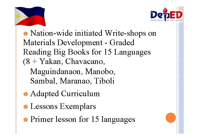 Nation-wide initiated Write-shops on Materials Development - Graded Reading Big Books for 15 Languages