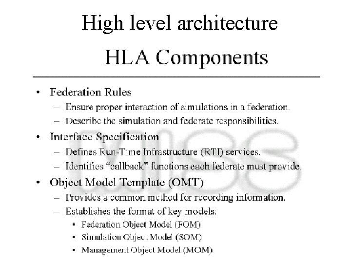 High level architecture 