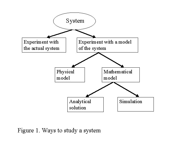 System Experiment with the actual system Experiment with a model of the system Physical