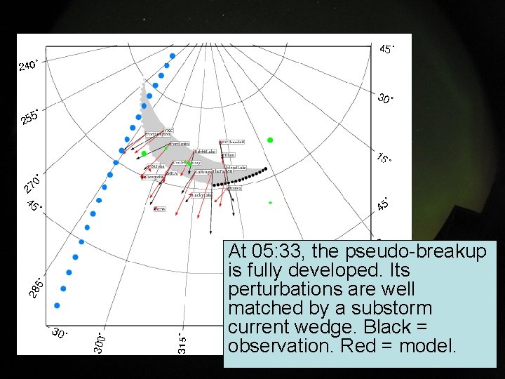 At 05: 33, the pseudo-breakup is fully developed. Its perturbations are well matched by