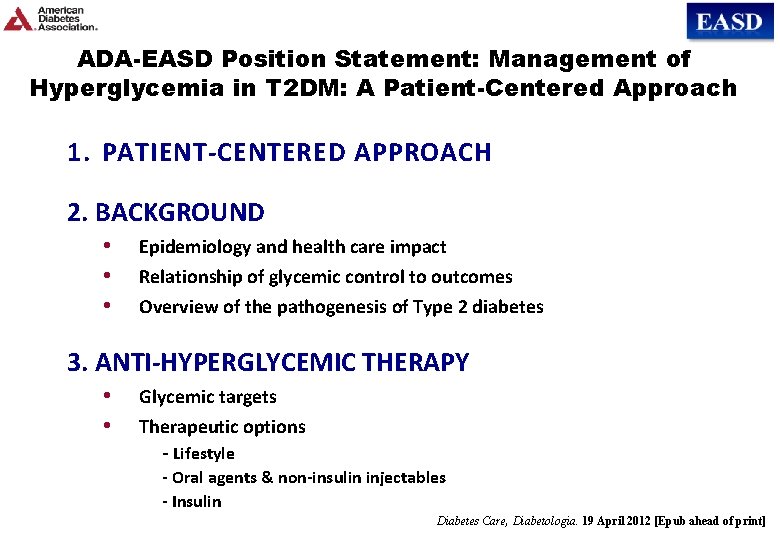 Management of Hyperglycemia in Type 2 Diabetes A