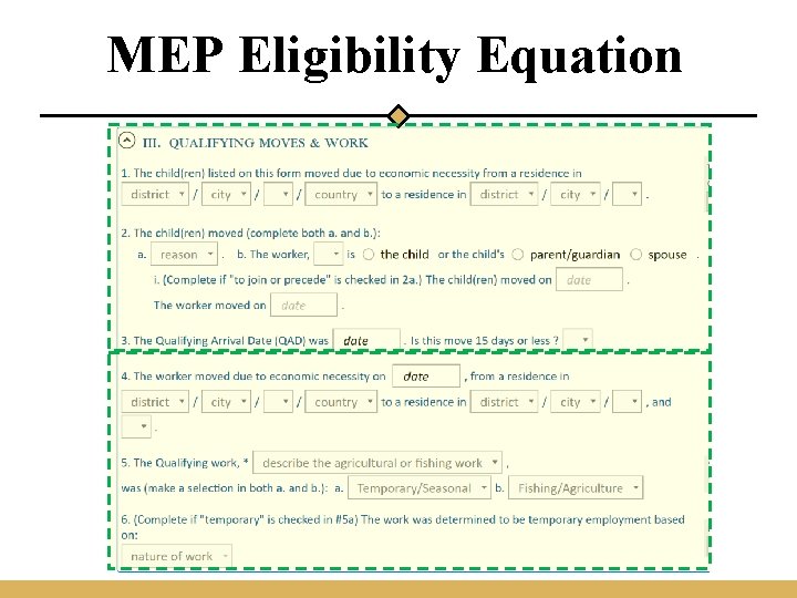 MEP Eligibility Equation 