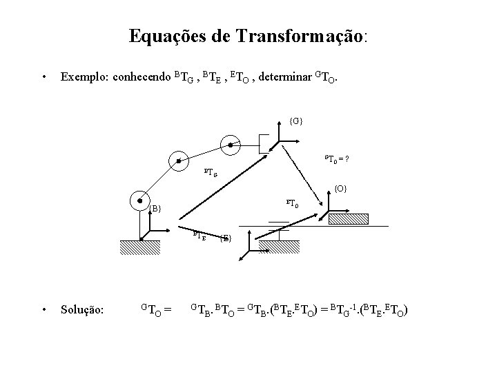 Equações de Transformação: • Exemplo: conhecendo BTG , BTE , ETO , determinar GTO.