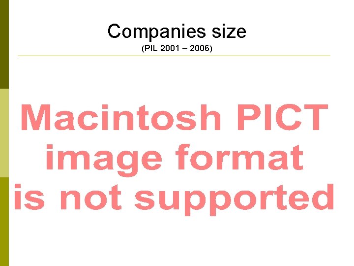 Companies size (PIL 2001 – 2006) 17 