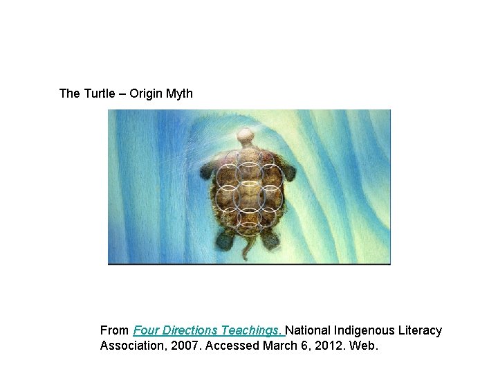 The Turtle – Origin Myth From Four Directions Teachings. National Indigenous Literacy Association, 2007.