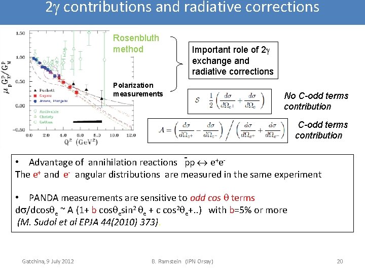 2 contributions and radiative corrections Rosenbluth method Important role of 2 exchange and radiative