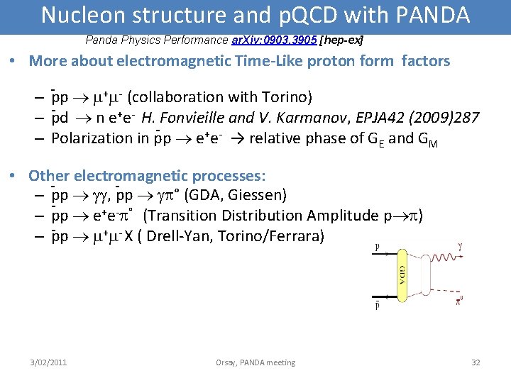 Nucleon structure and p. QCD with PANDA Panda Physics Performance ar. Xiv: 0903. 3905