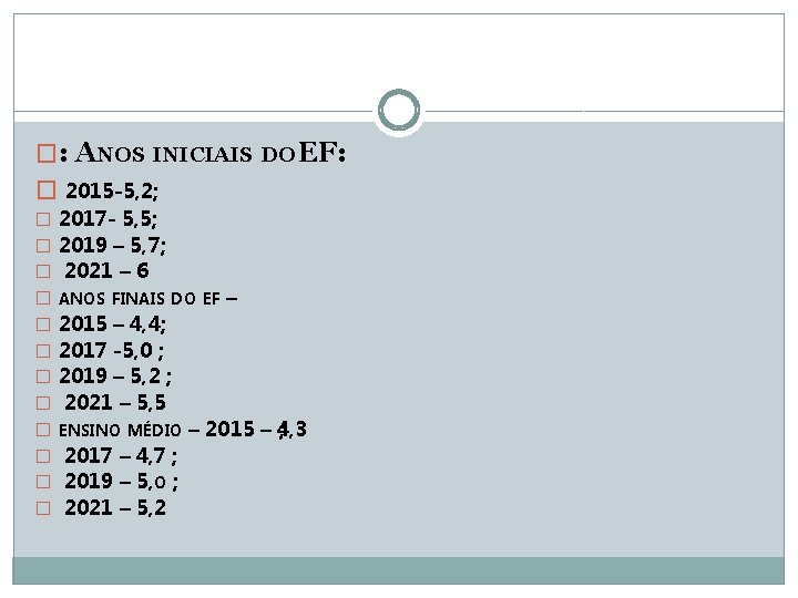 �: ANOS INICIAIS DO EF: � 2015 -5, 2; � 2017 - 5, 5;