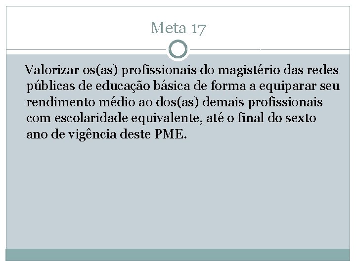 Meta 17 Valorizar os(as) profissionais do magistério das redes públicas de educação básica de