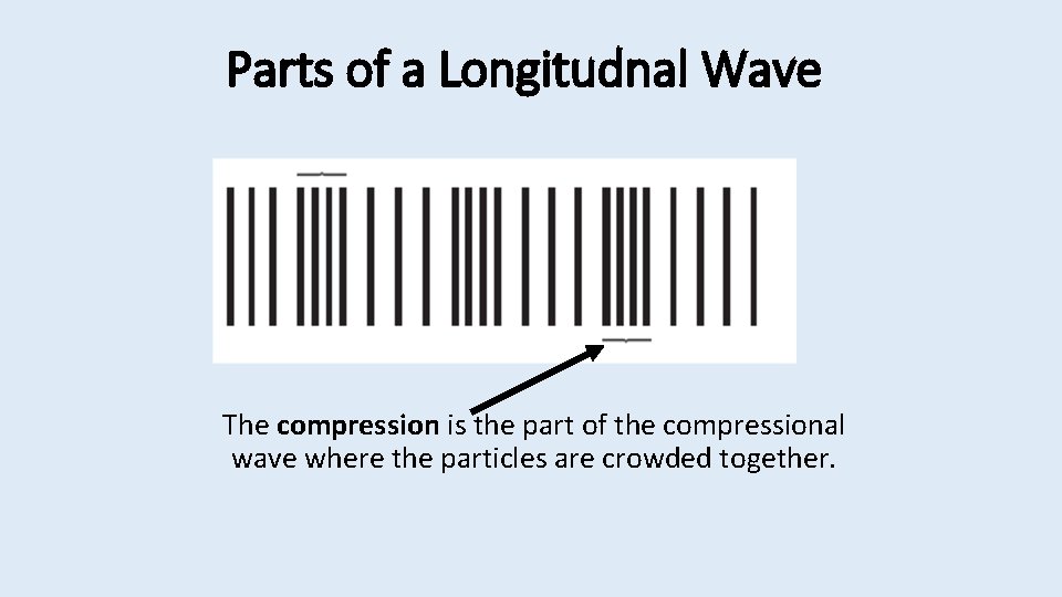 Parts of a Longitudnal Wave The compression is the part of the compressional wave