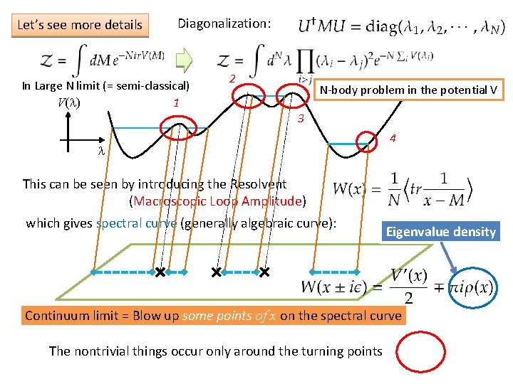 Let’s see more details Diagonalization: In Large N limit (= semi-classical) 1 V(l) 2