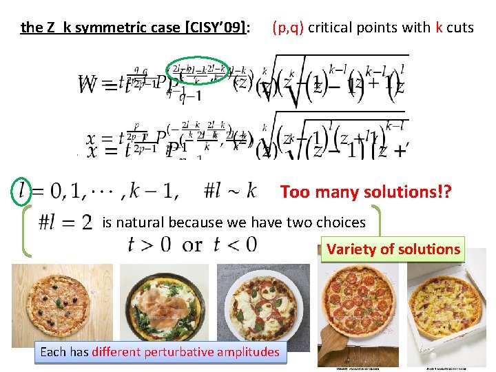 the Z_k symmetric case [CISY’ 09]: (p, q) critical points with k cuts Too