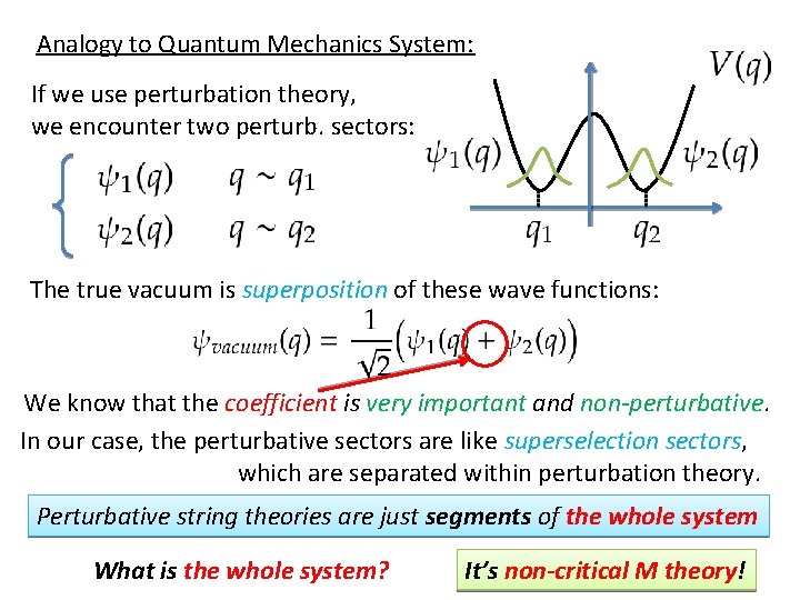 Analogy to Quantum Mechanics System: If we use perturbation theory, we encounter two perturb.