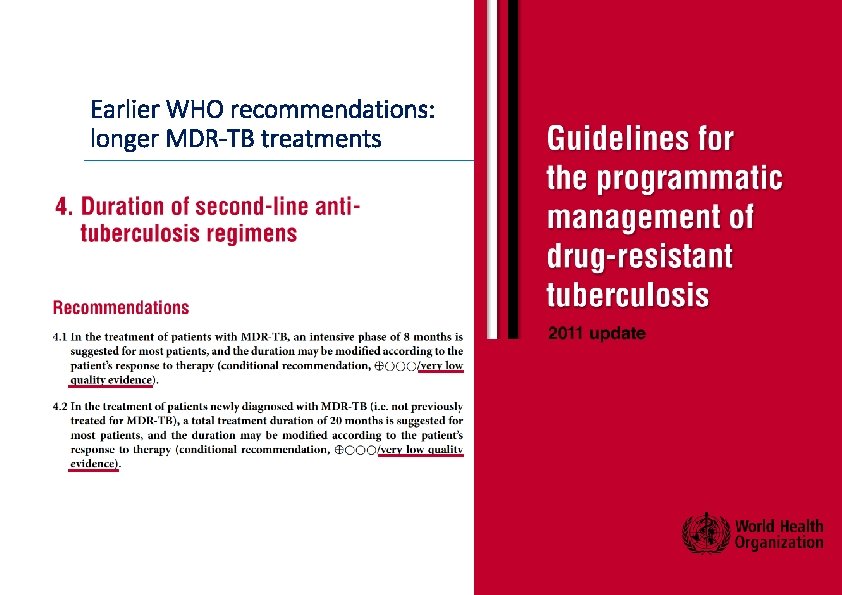 Earlier WHO recommendations: longer MDR-TB treatments 