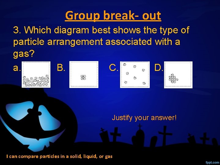 Group break- out 3. Which diagram best shows the type of particle arrangement associated