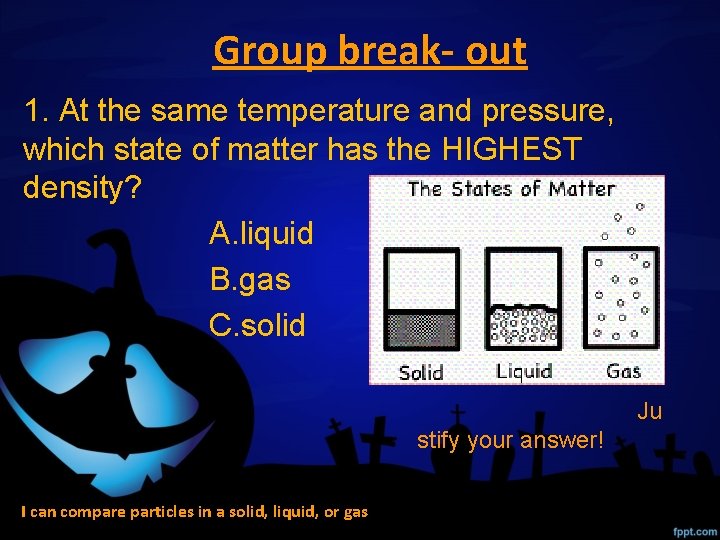 Group break- out 1. At the same temperature and pressure, which state of matter