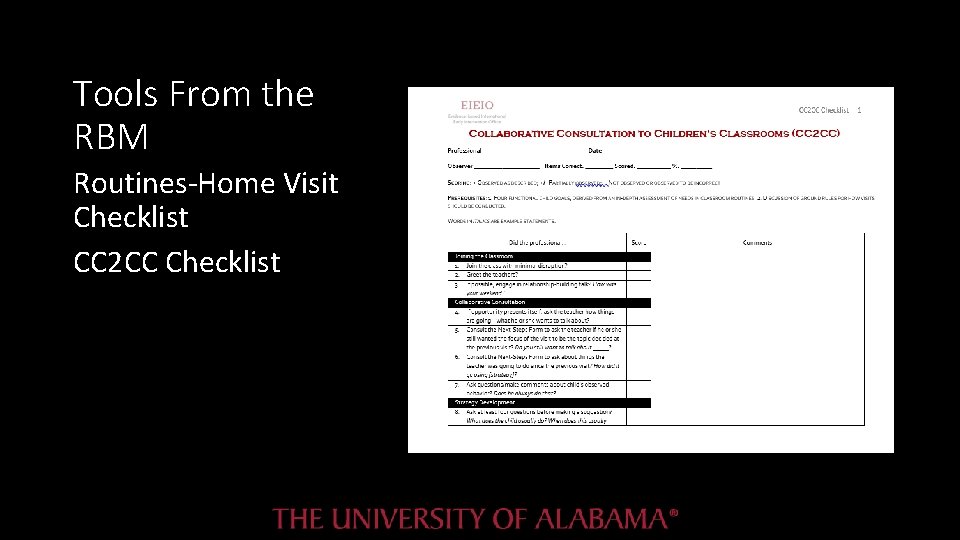 Tools From the RBM Routines-Home Visit Checklist CC 2 CC Checklist Tools From the RBM Routines-Home Visit Checklist CC 2 CC Checklist