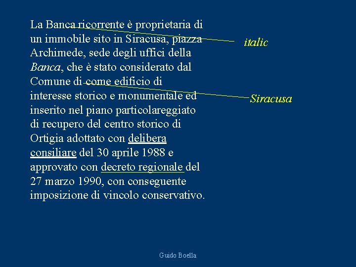 La Banca ricorrente è proprietaria di un immobile sito in Siracusa, piazza Archimede, sede