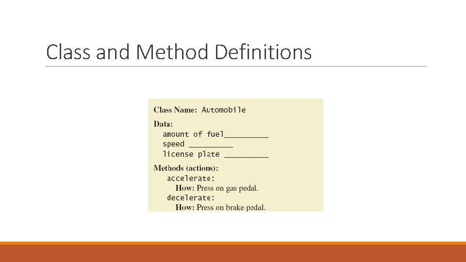 Class and Method Definitions 
