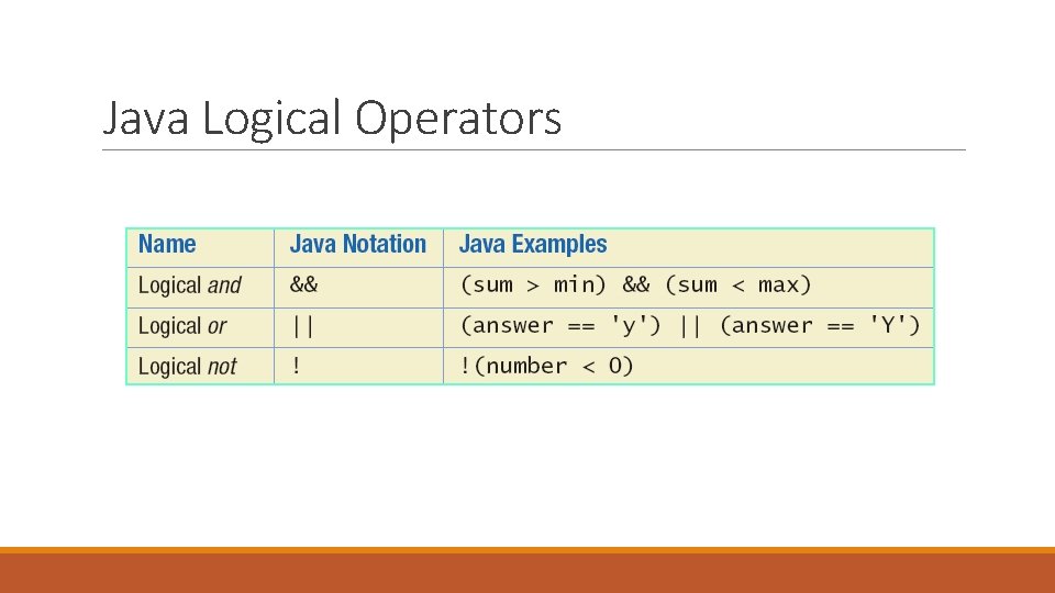Java Logical Operators 