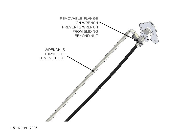 REMOVABLE FLANGE ON WRENCH PREVENTS WRENCH FROM SLIDING BEYOND NUT WRENCH IS TURNED TO