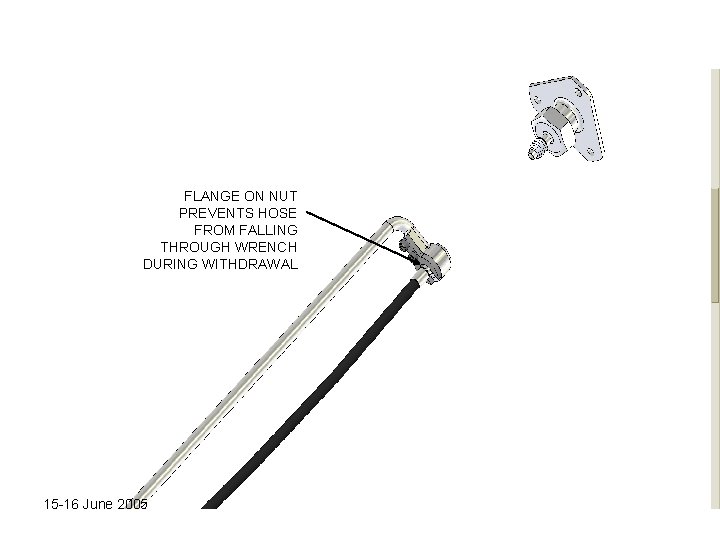 FLANGE ON NUT PREVENTS HOSE FROM FALLING THROUGH WRENCH DURING WITHDRAWAL 15 -16 June