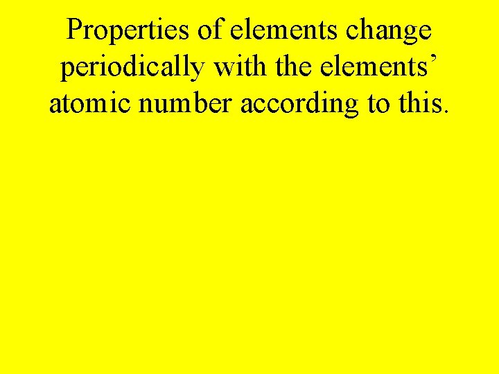 Properties of elements change periodically with the elements’ atomic number according to this. 