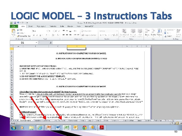 LOGIC MODEL – 3 Instructions Tabs 50 