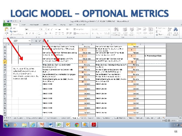 LOGIC MODEL – OPTIONAL METRICS 55 