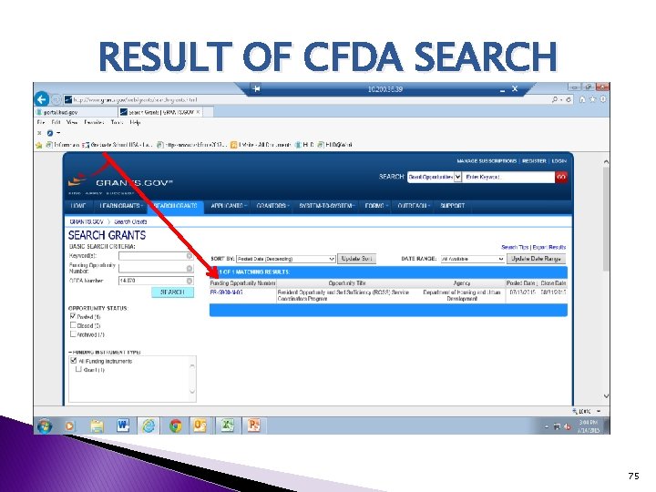 RESULT OF CFDA SEARCH 75 