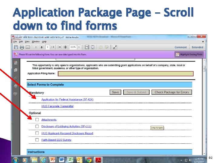 Application Package Page – Scroll down to find forms 82 