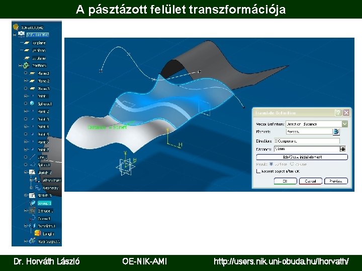 A pásztázott felület transzformációja Dr. Horváth László OE-NIK-AMI http: //users. nik. uni-obuda. hu/lhorvath/ 