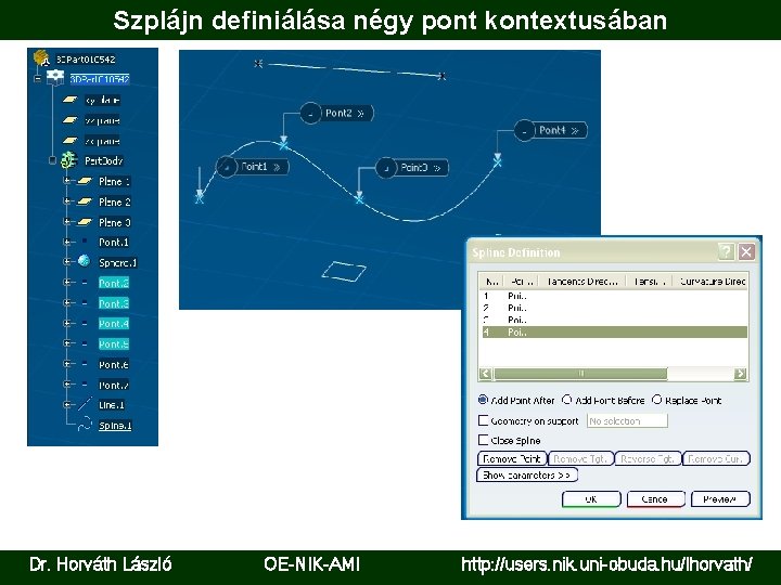 Szplájn definiálása négy pont kontextusában Dr. Horváth László OE-NIK-AMI http: //users. nik. uni-obuda. hu/lhorvath/