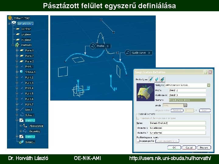 Pásztázott felület egyszerű definiálása Dr. Horváth László OE-NIK-AMI http: //users. nik. uni-obuda. hu/lhorvath/ 