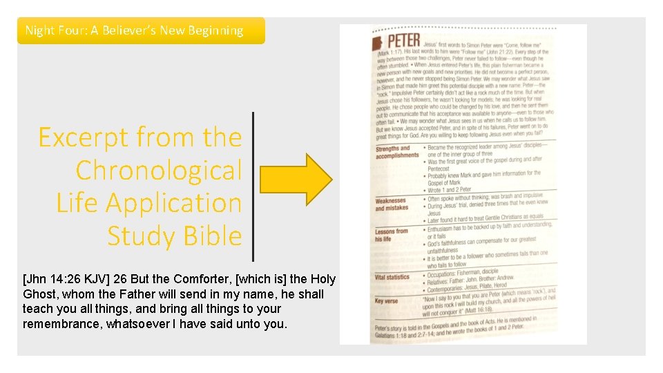 Night Four: A Believer’s New Beginning Excerpt from the Chronological Life Application Study Bible